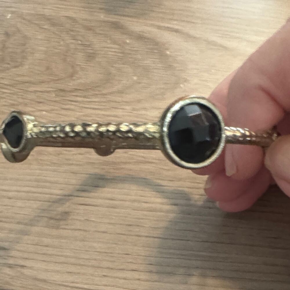 Gold Bracelet with Black Gemstones